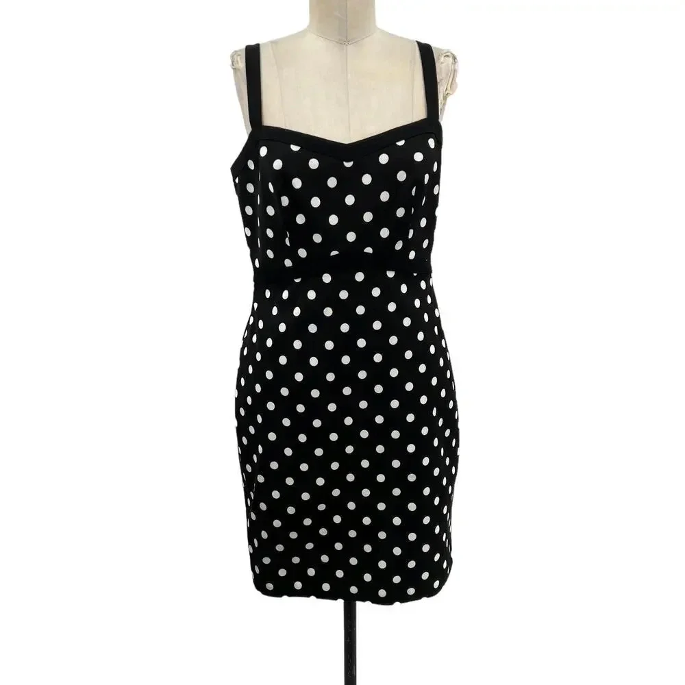 J.‎ Crew Faillie Sheath Baxter Black White Polka Dot Dress Size 8